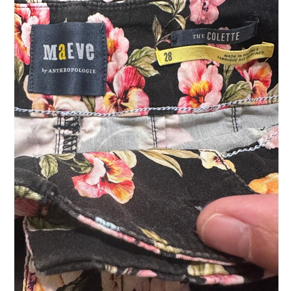 Maeve by Anthropologie The Colette Cropped Wide-Leg Pants Black Floral Print, 28 - Picture 3 of 9